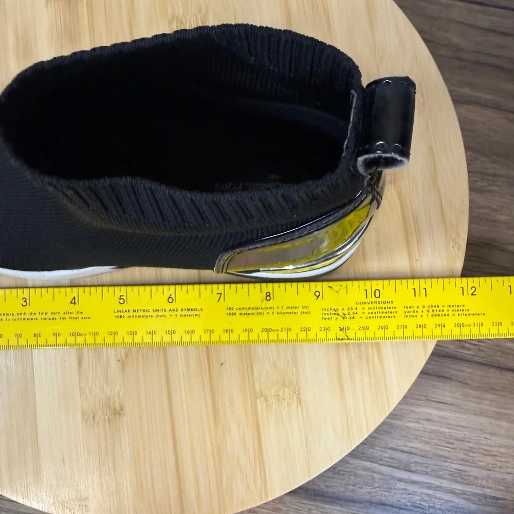 Michael‎ Kors Skyler Sock Sneakers Women 7/7.5? Black Wedge Patent Trim Sporty